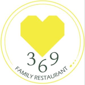 Logo for 369 Family Restaurant featuring a yellow heart inside a double circular ring and the numbers 3, 6, 9 with 'FAMILY RESTAURANT' text.