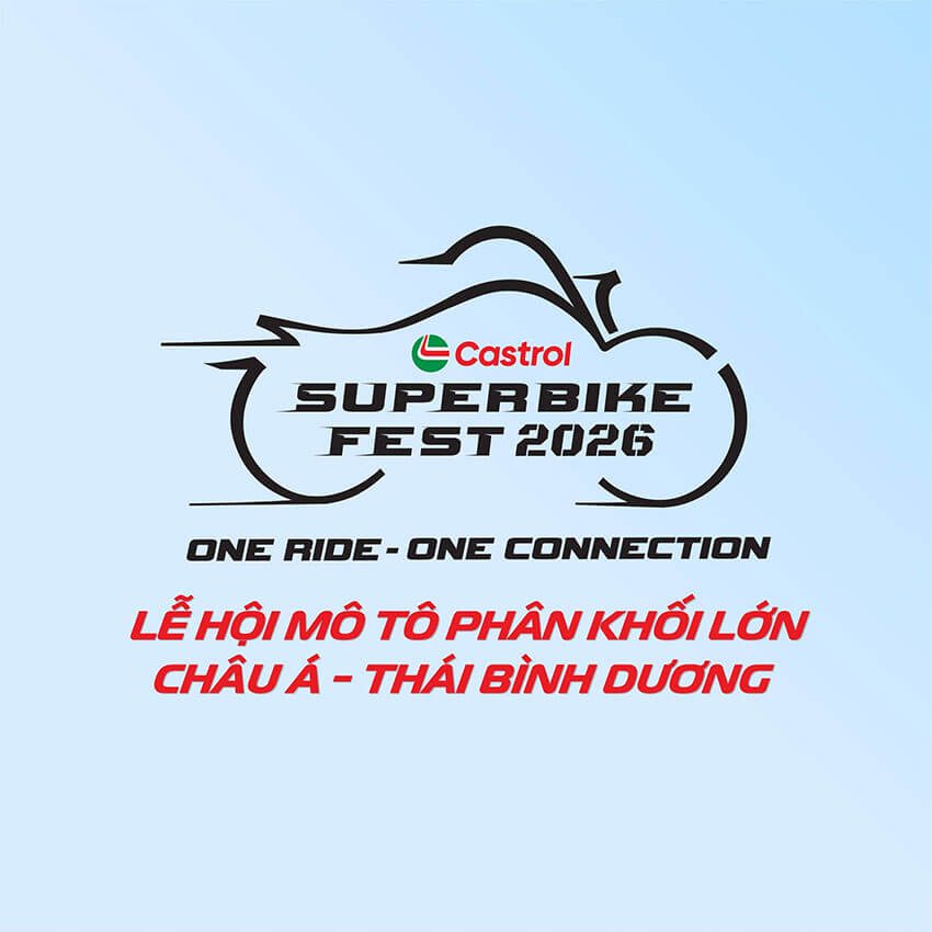 Poster/logo for Castrol Superbike Fest 2026, with the slogan 'One Ride - One Connection' and Vietnamese festival text below.