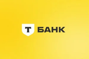 TBANK logo: white shield with a T on a bright yellow gradient background with bold Cyrillic text БАНК beside it.