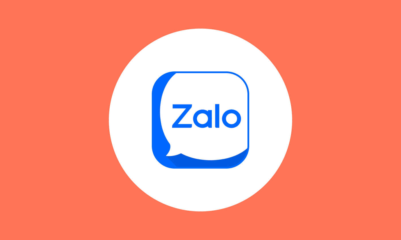 Zalo logo: white rounded-square chat bubble with blue accents, on an orange background